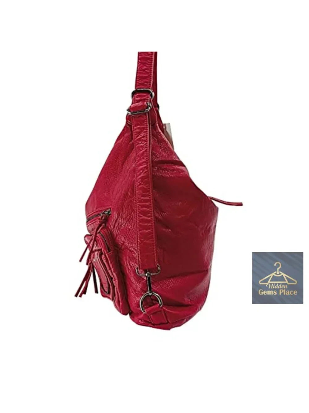 Large Hobo Bag 2-in-1 Shoulder Crossbody Backpack PU Leather